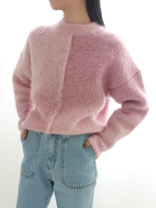 MOHAIR PULLOVER-PINK-