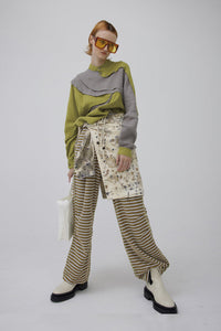 BORDER CHILL OUT WIDE PANTS -MUSTARD MIX-